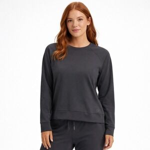 Cozy Earth Women Bamboo Ultra-Soft Raglan Pullover Crew Graphite WBBRPCGM10907 M